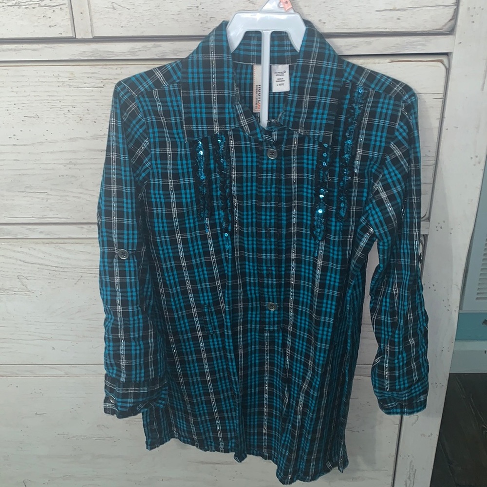 Blue and Black Children’s Button Down